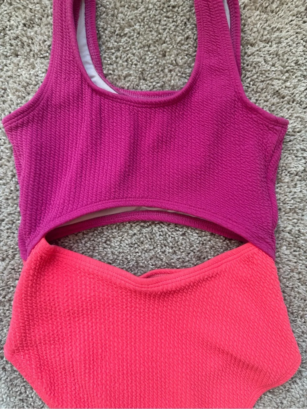 Old Navy Girls Color Block Cutout One Piece Swimsuit Textured Swm Size Small 6/7
